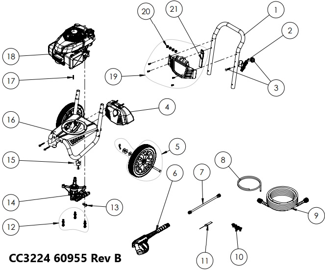 Cub Cadet Power washer 60955 replacement parts